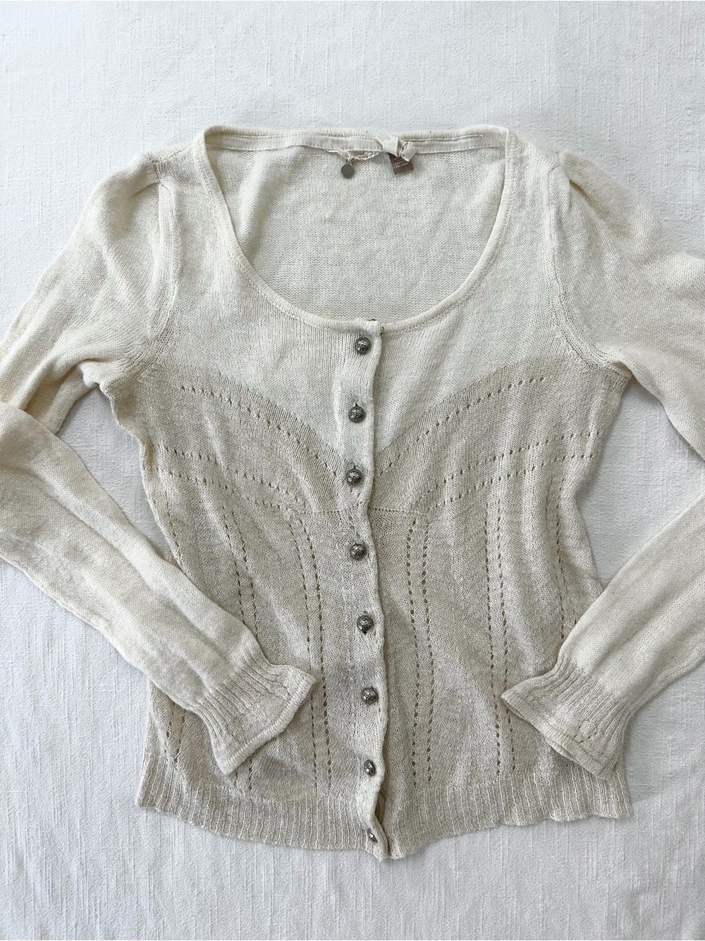 Soft Girl Cream Knit Cardigan By Knitted & Knotted / Anthropologie S